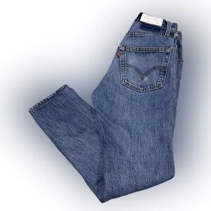 LEVI'S UPCYCLED VINTAGE RE/DONE STOVEPIPE HIGH RISE BUTTON FLY JEANS SZ 25 USA